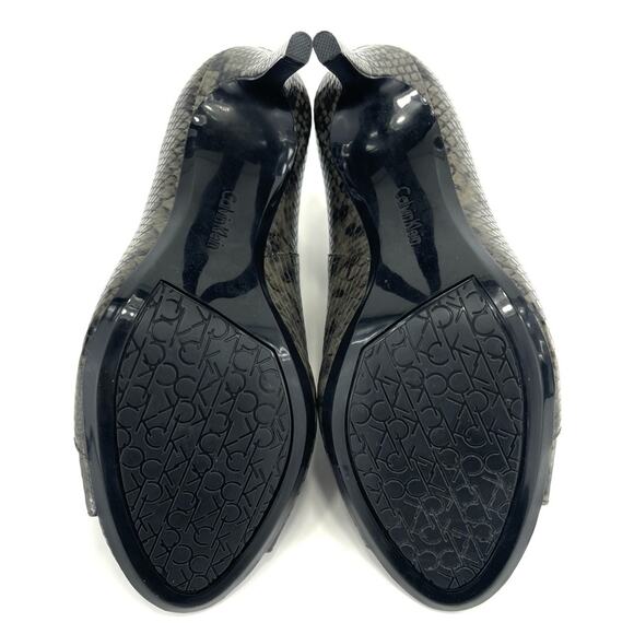 Calvin Klein Nastassia Stiletto Heels Size 8 Black & Gray Animal Print Peep Toe - Picture 7 of 16